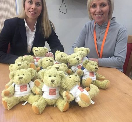 Abbie and Zoe with bears