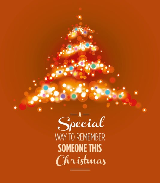 An illustrated image of a Christmas tree on an orange background with the text, A special way to remember someone this Christmas.