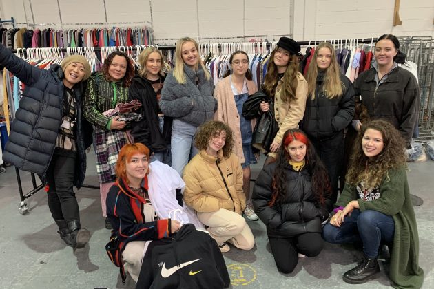 Group Photo of students from Barnsley College at the Barnsley Hospice retail hub