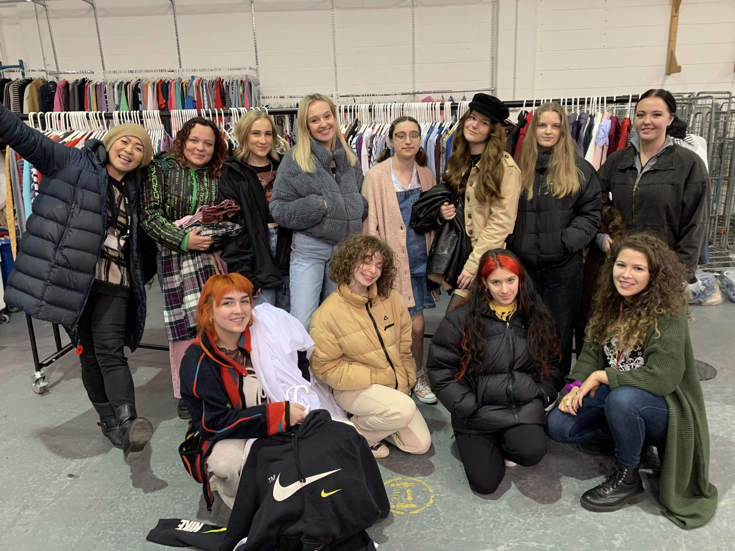 Group Photo of students from Barnsley College at the Barnsley Hospice retail hub