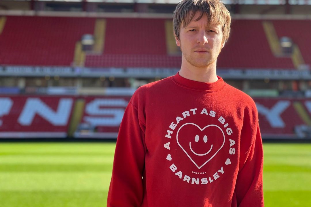 male wearing a Heart as big as Barnsley top