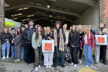 Group shot of fashion students outside the retail hub