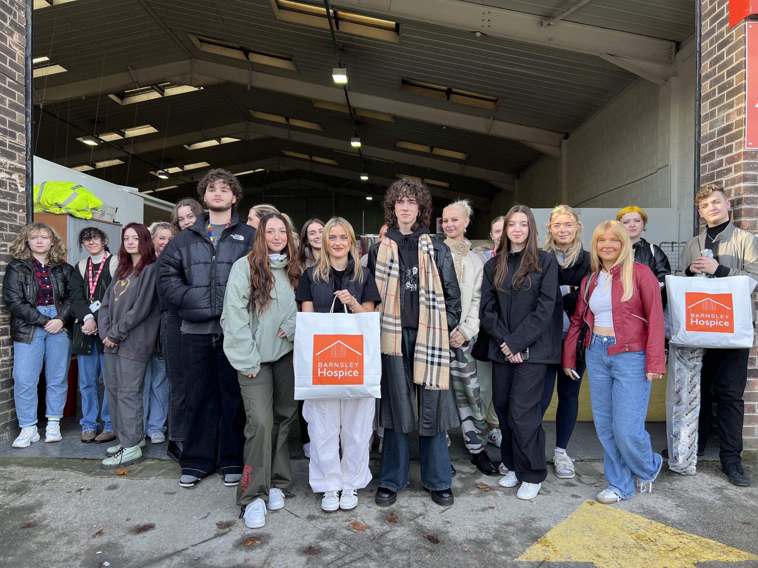 Group shot of fashion students outside the retail hub