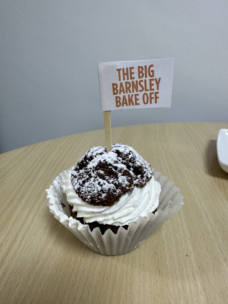 a chocolate and cream cupcake